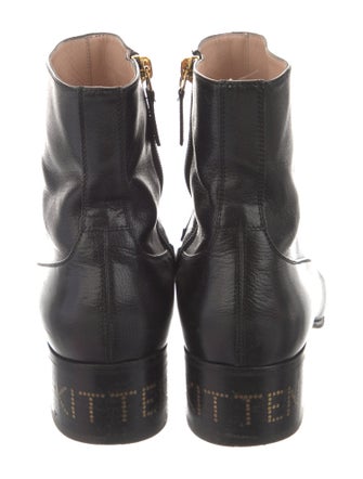 Gucci Chain-Link Accent Leather Combat Boots
