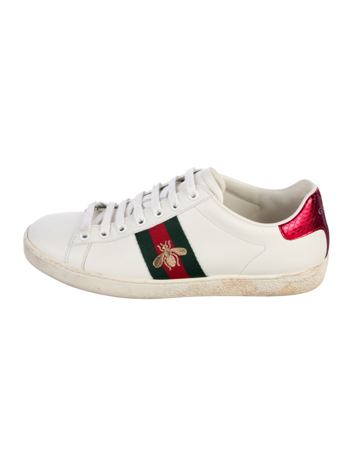 Gucci Web Accent Leather Sneakers