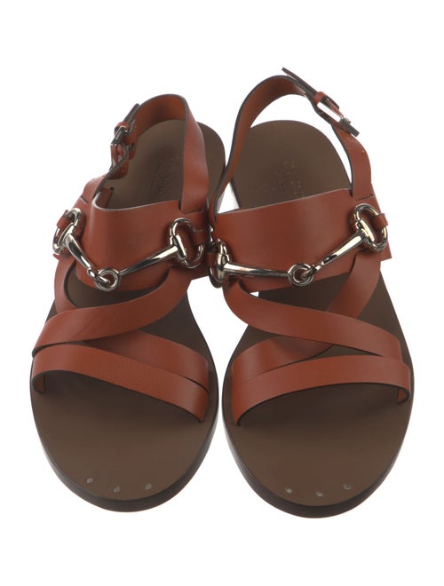 Gucci Horsebit Accent Leather Slingback Sandals