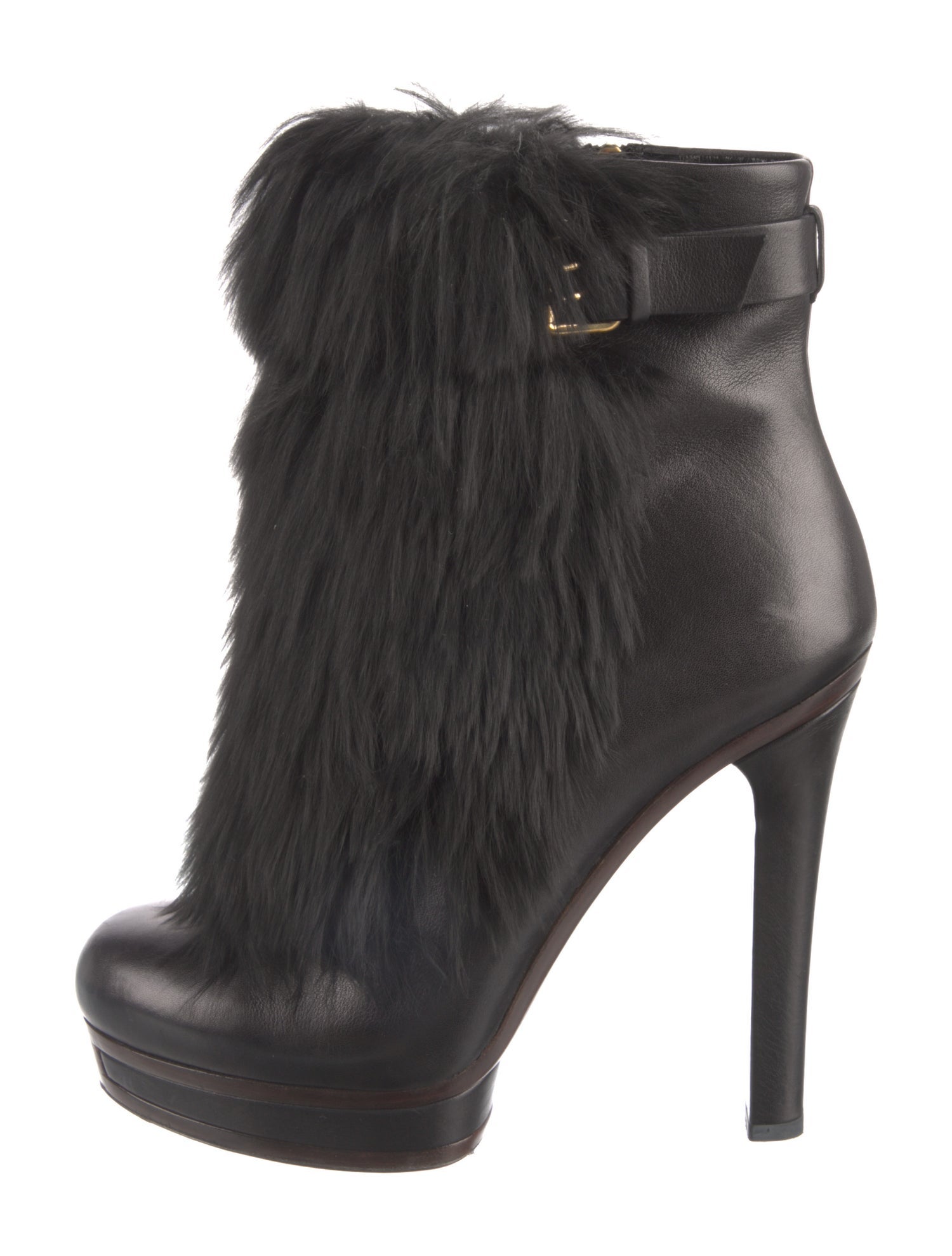 Gucci Leather Fur Trim Boots
