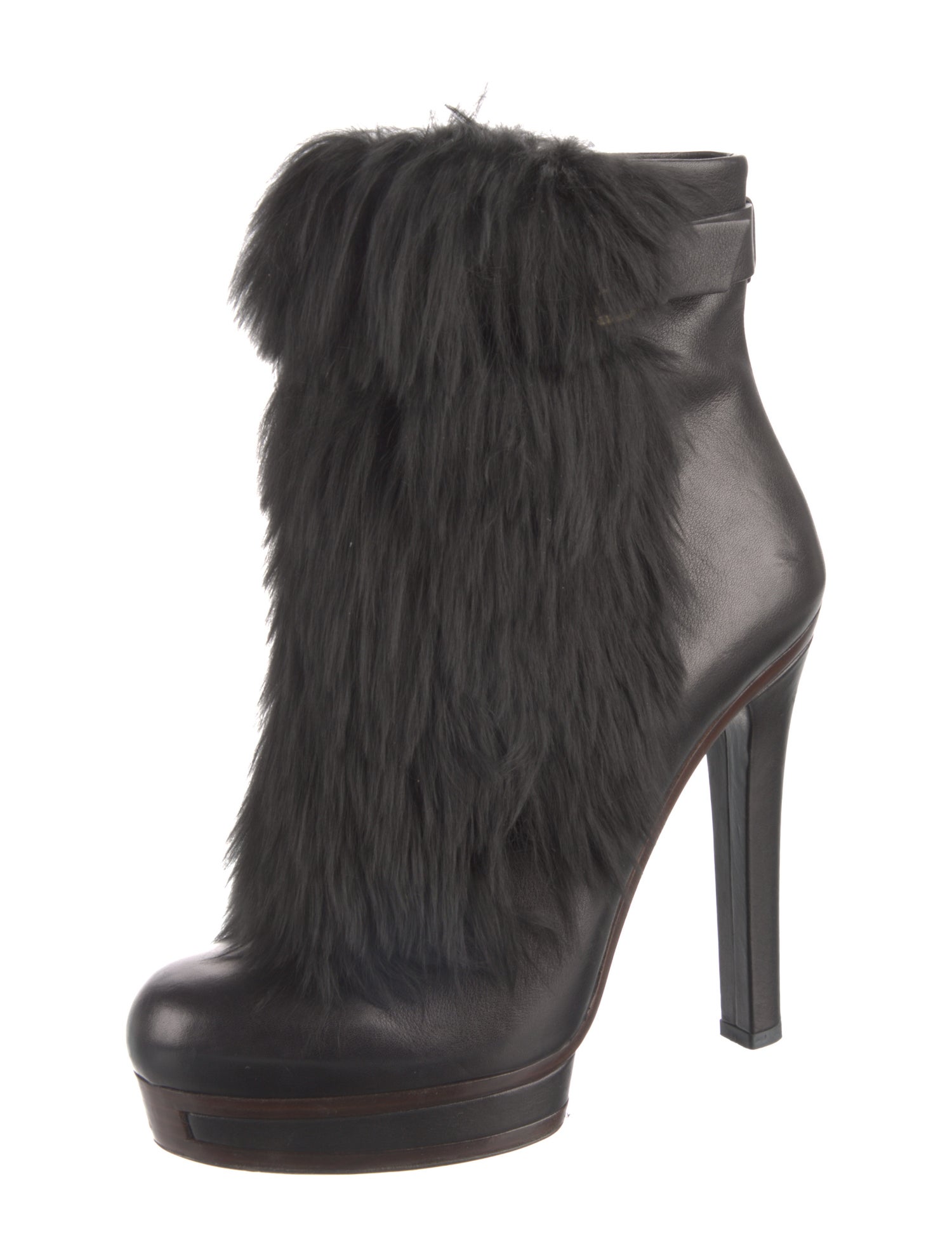 Gucci Leather Fur Trim Boots