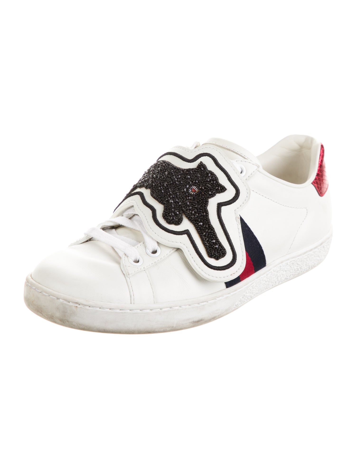 Gucci Web Accent Leather Sneakers