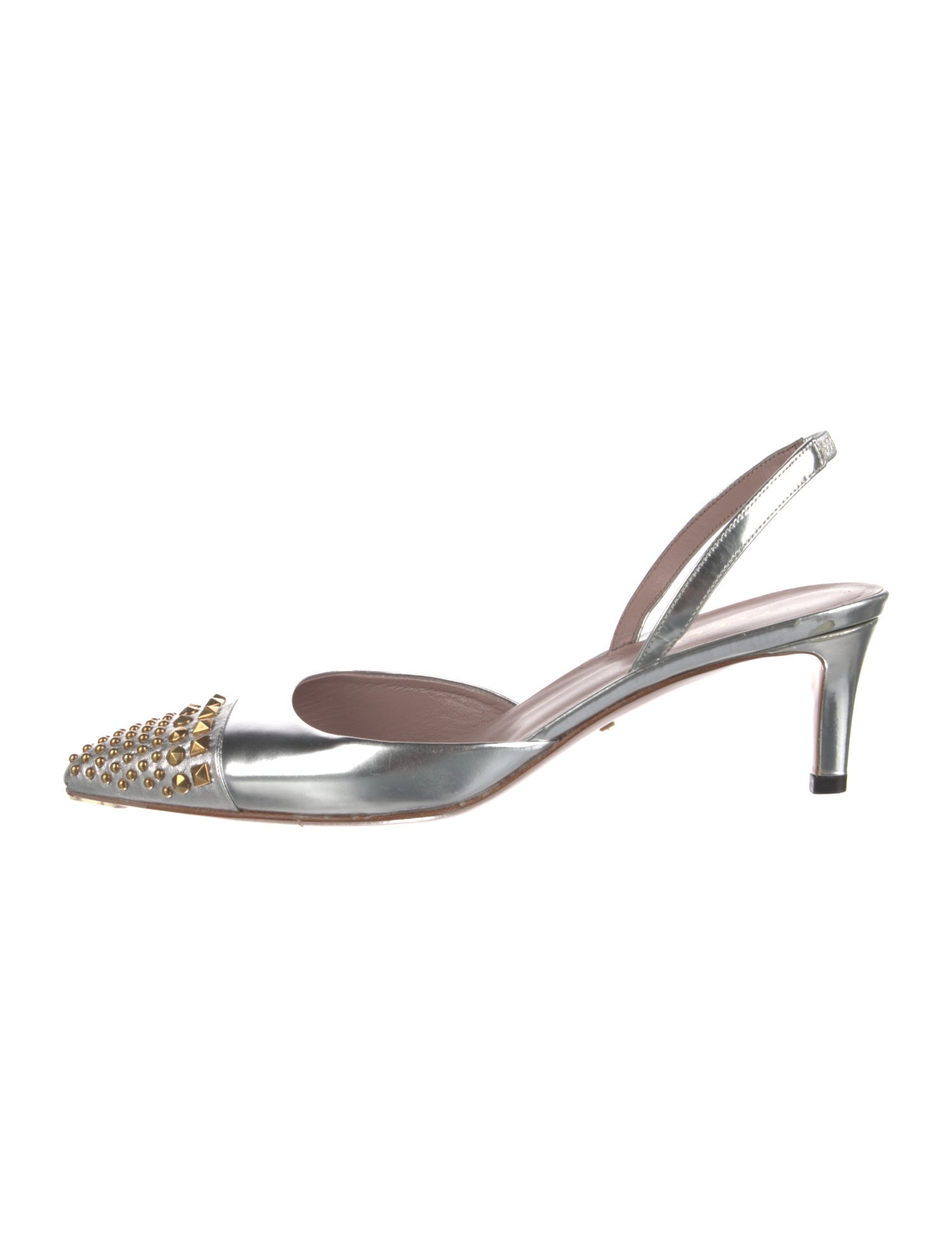 Gucci Patent Leather Studded Accents Slingback Pumps