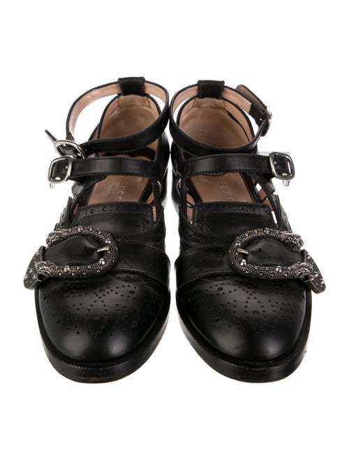 Gucci Bee Accent Leather Mary Jane Flats