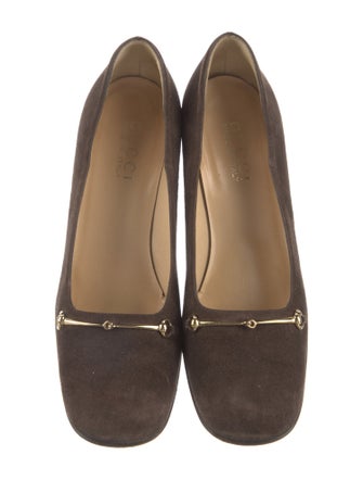 Gucci Horsebit Accent Suede Pumps