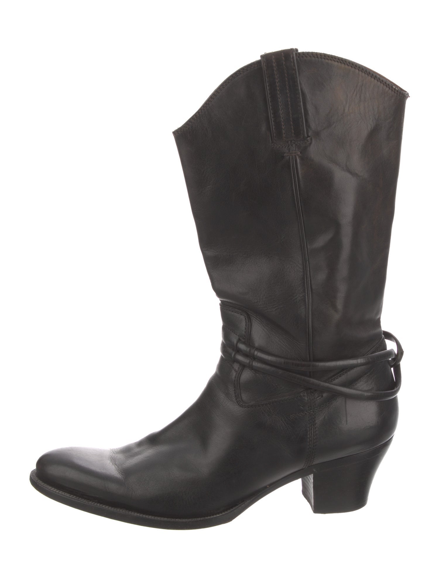 Gucci Web Accent Leather Western Boots