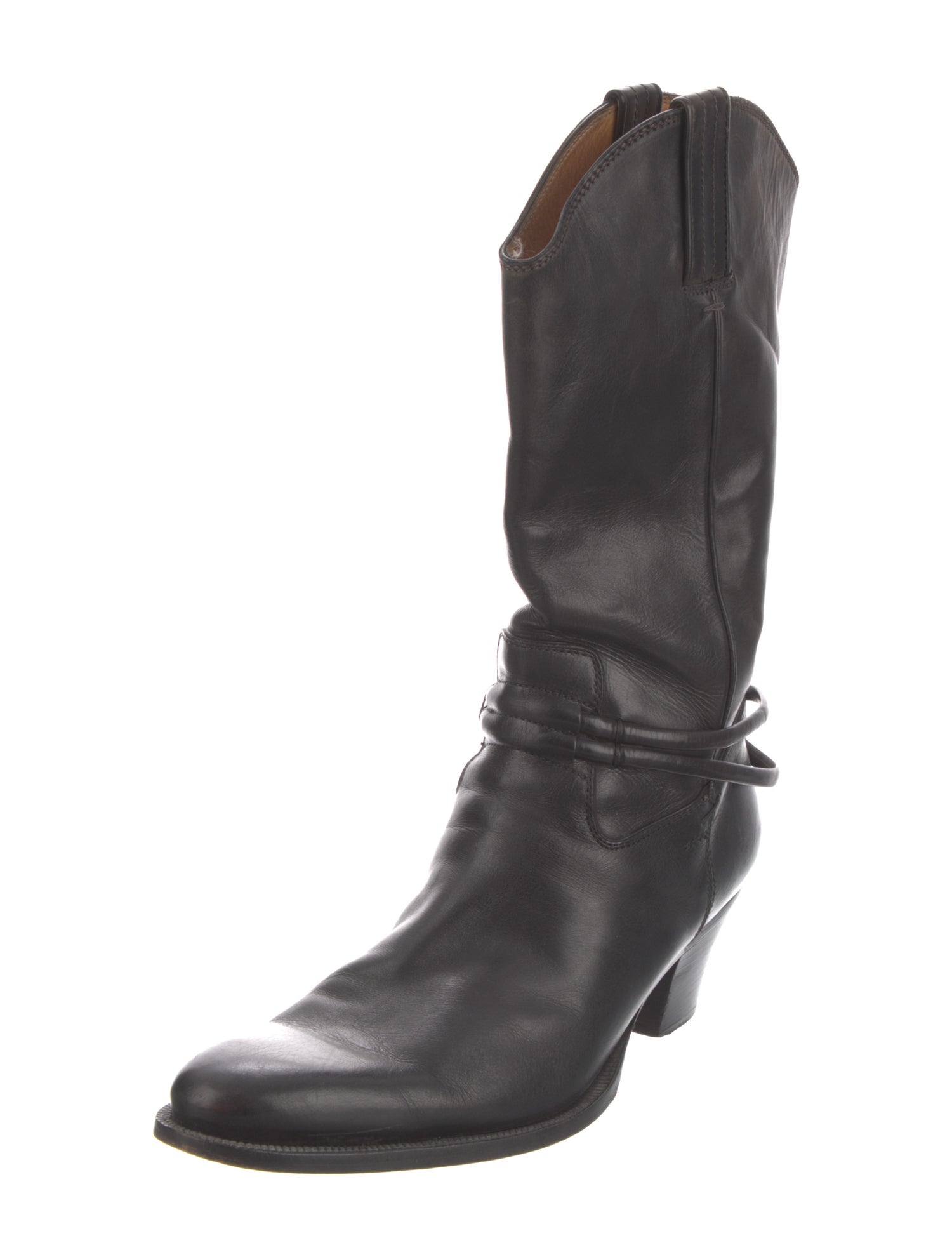 Gucci Web Accent Leather Western Boots