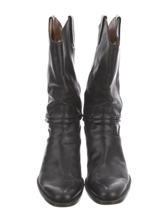 Gucci Web Accent Leather Western Boots