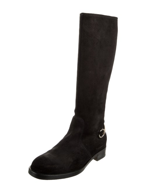 Gucci Horsebit Accent Suede Riding Boots