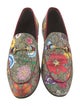Gucci Flora Print Leather Trim Embellishment Loafers