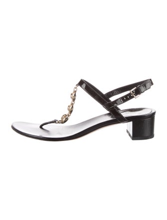 Gucci Patent Leather T-Strap Sandals