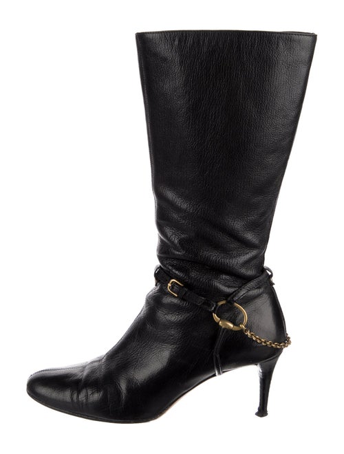 Gucci Leather Chain-Link Accents Boots