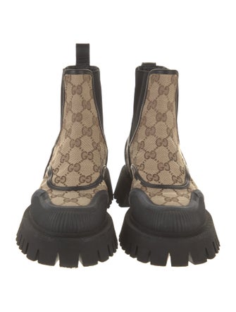 Gucci Canvas Printed Chelsea Boots