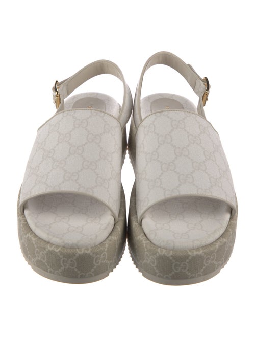 Gucci GG Supreme Leather Trim Embellishment Slingback Sandals