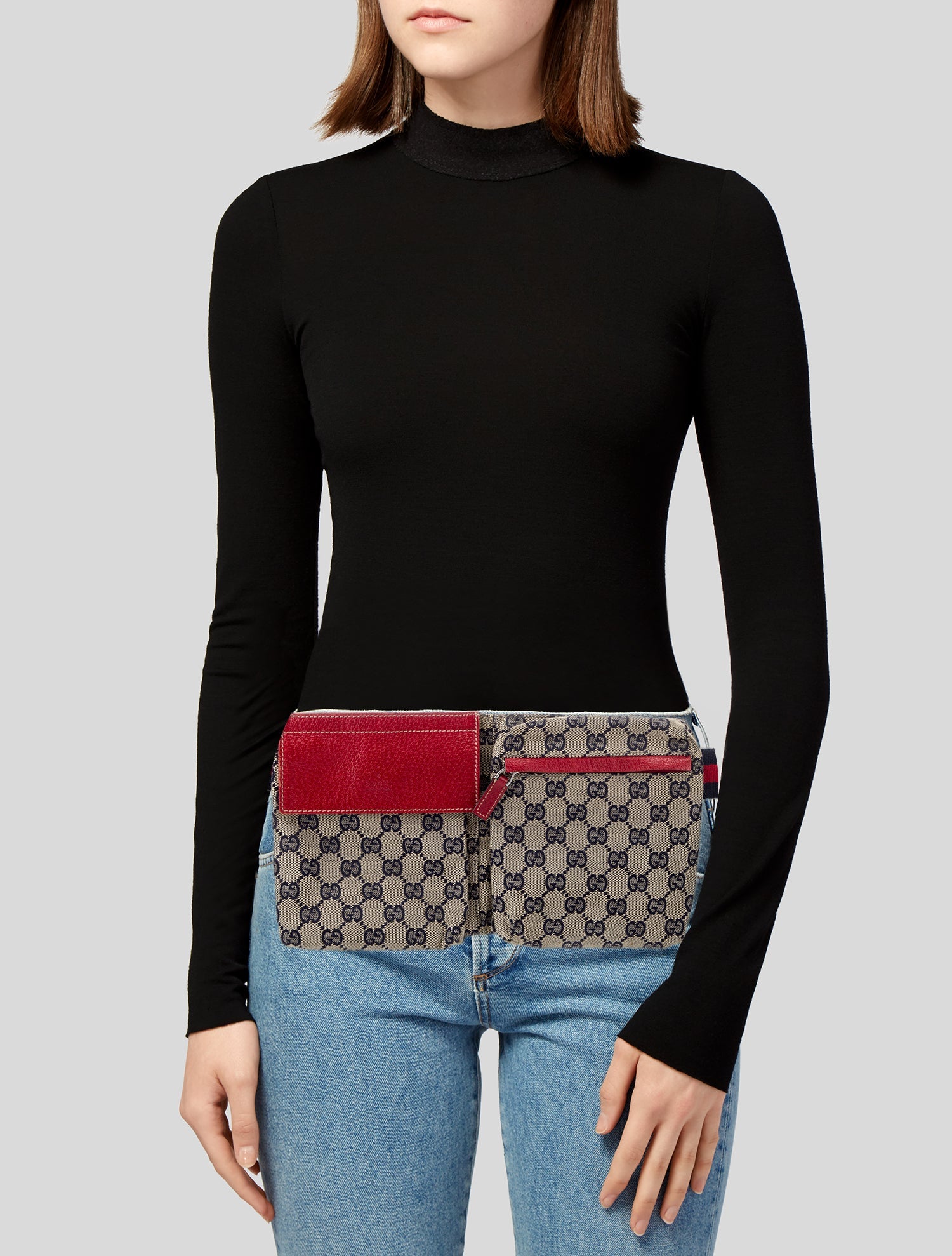 Gucci GG Canvas Double Pocket Belt Bag