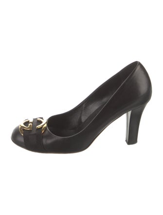 Gucci Web Accent Leather Pumps