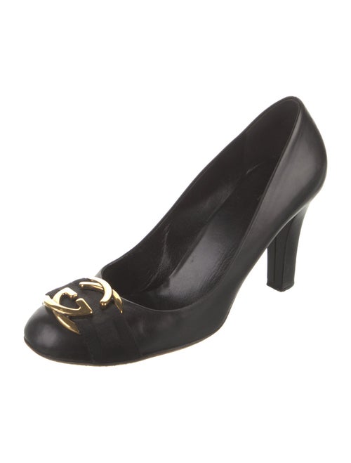 Gucci Web Accent Leather Pumps