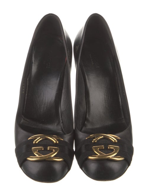 Gucci Web Accent Leather Pumps