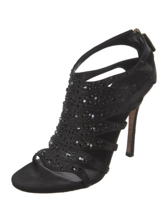 Gucci Satin Crystal Embellishments Sandals