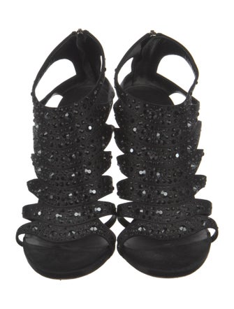 Gucci Satin Crystal Embellishments Sandals
