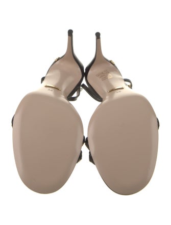 Gucci Leather Chain-Link Accents Slingback Sandals