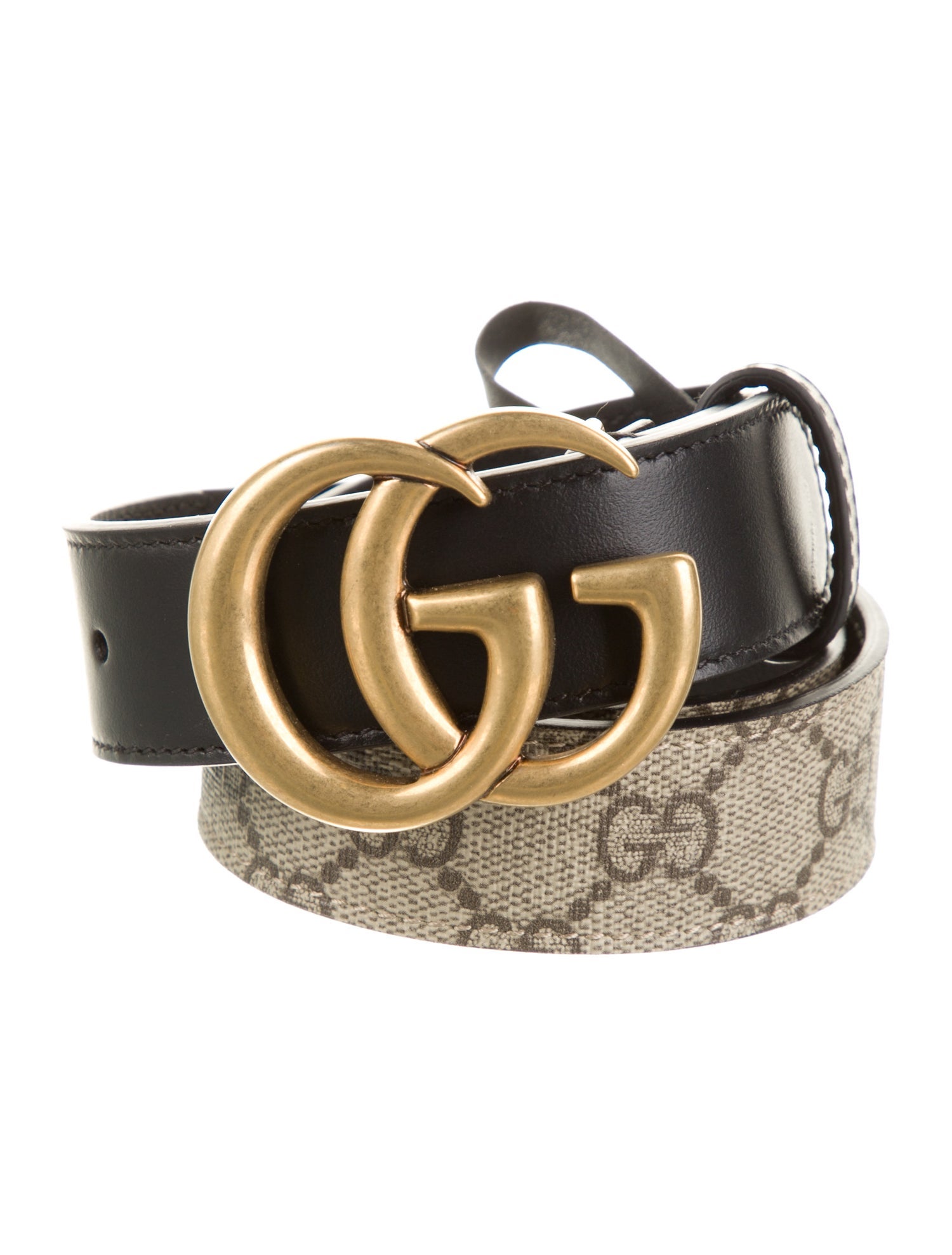 Gucci GG Supreme Leather Trim Embellishment Belt