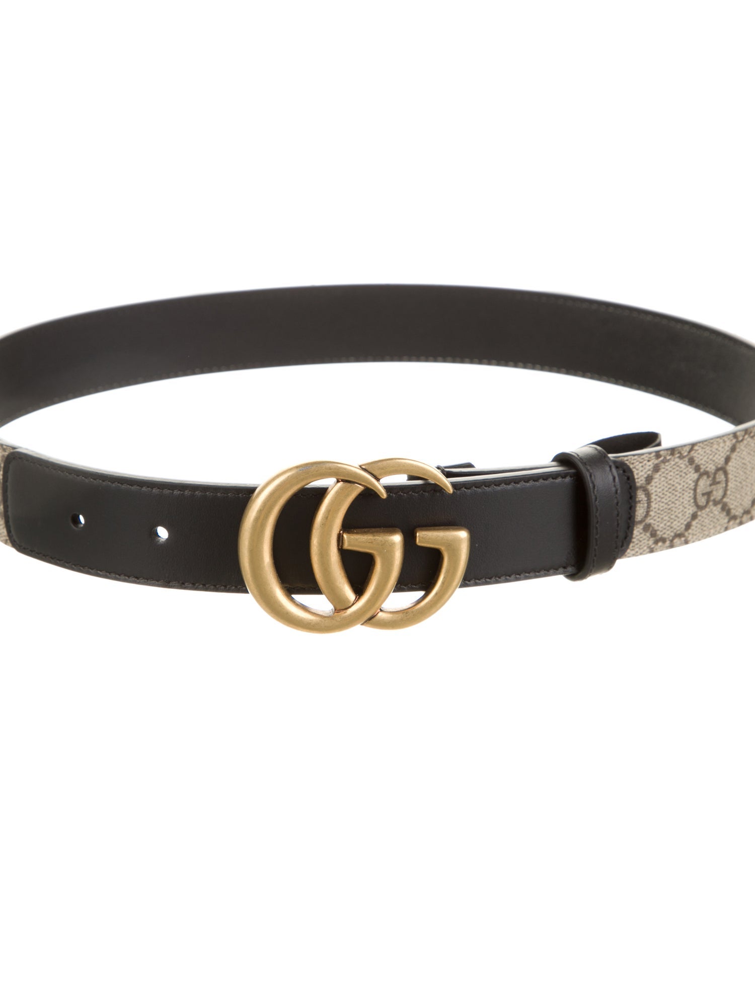 Gucci GG Supreme Leather Trim Embellishment Belt