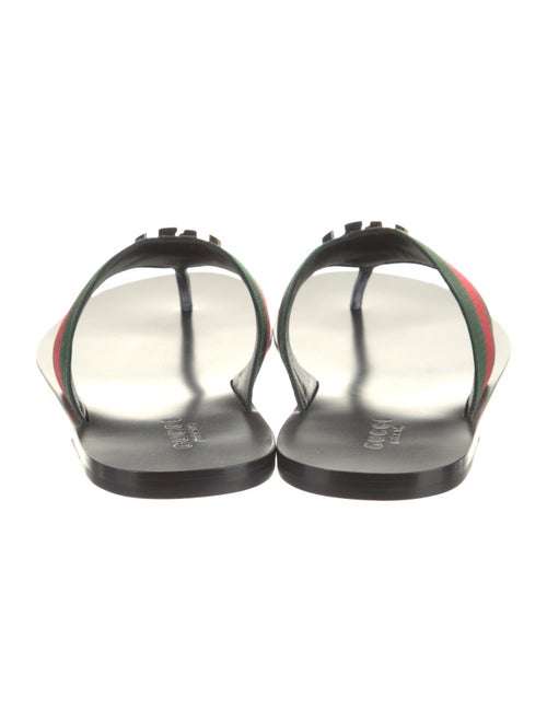 Gucci Web Accent Leather Flip Flops