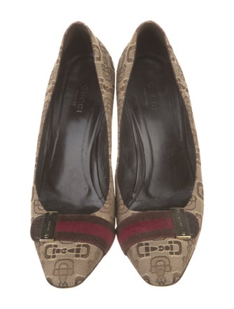 Gucci Web Accent Canvas Pumps