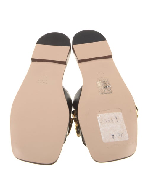 Gucci Double G Logo Leather Slides