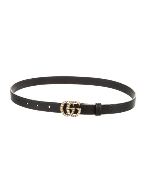 Gucci Faux Pearl Accents Skinny Belt