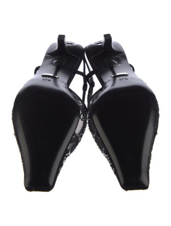 Gucci GG Logo Mesh Slingback Pumps