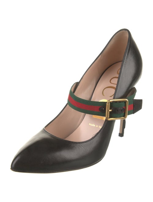 Gucci Web Accent Leather Pumps