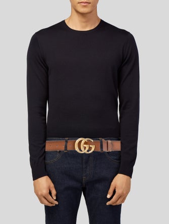 Gucci Double G Logo Leather Belt