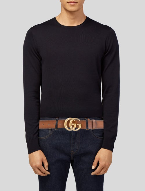 Gucci Double G Logo Leather Belt