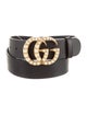 Gucci Faux Pearl Accents Leather Belt