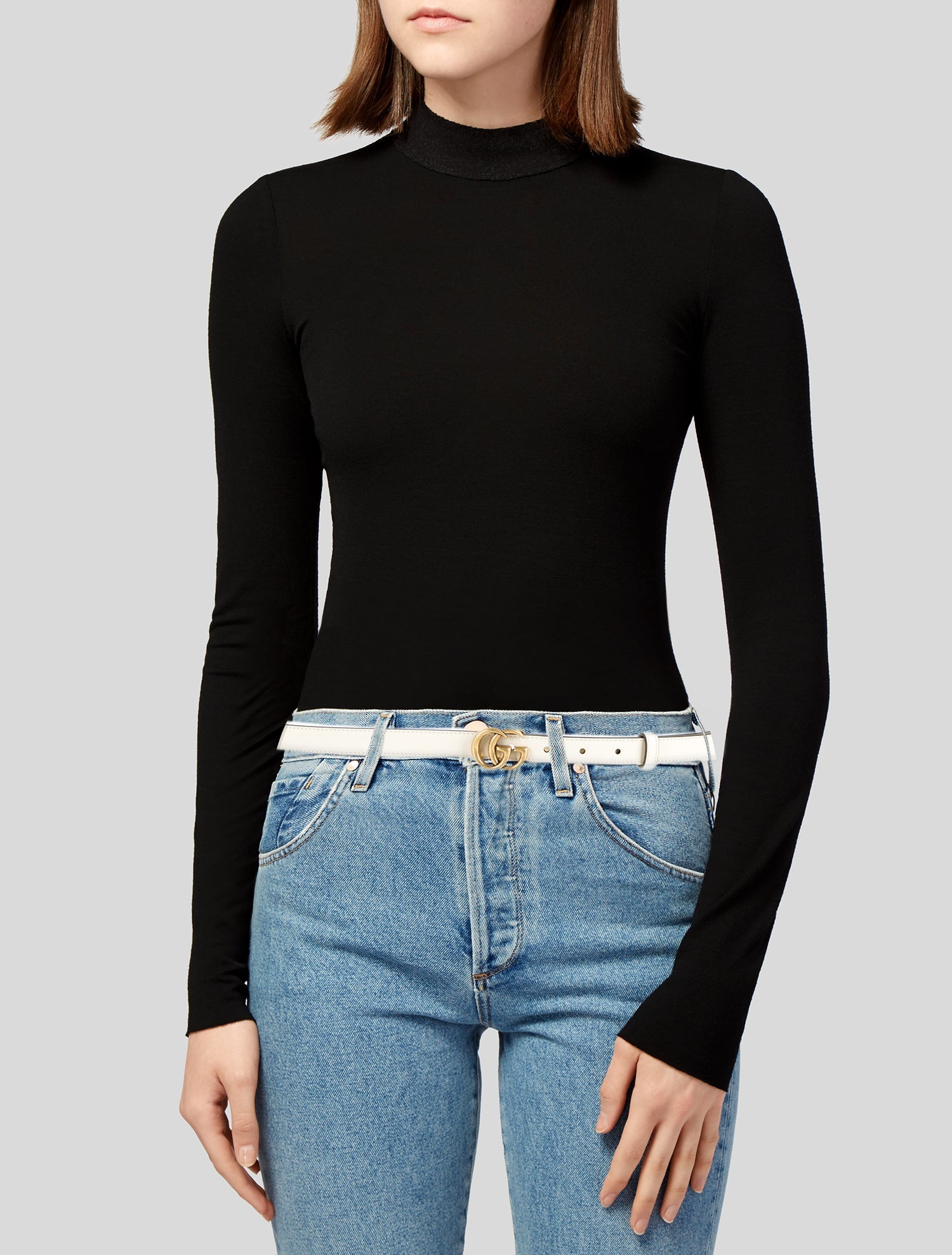 Gucci Double G Logo Skinny Belt