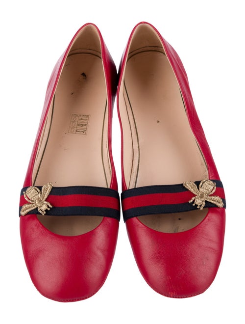 Gucci Sylvie Web Accent Leather Mary Jane Flats