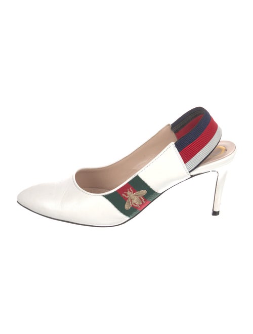 Gucci Web Accent Leather Slingback Pumps