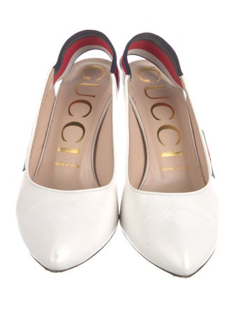 Gucci Web Accent Leather Slingback Pumps