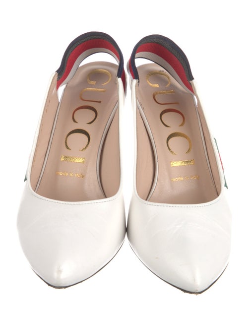 Gucci Web Accent Leather Slingback Pumps