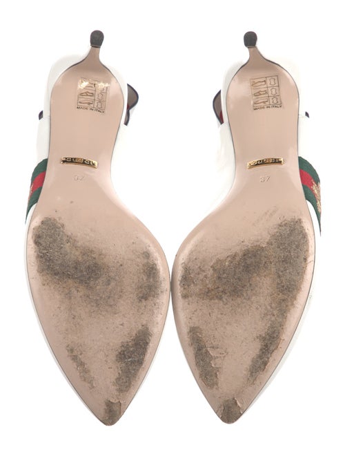Gucci Web Accent Leather Slingback Pumps