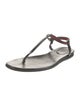 Gucci Web Accent Leather T-Strap Sandals