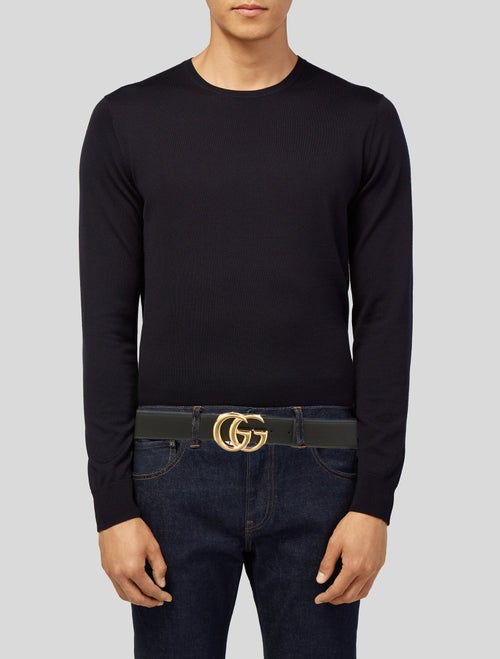 Gucci Double G Logo Calf Leather Waist Belt