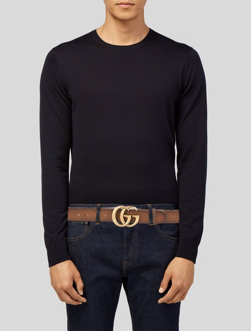 Gucci Double G Logo Calf Leather Belt