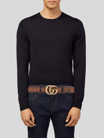 Gucci Double G Logo Leather Waist Belt