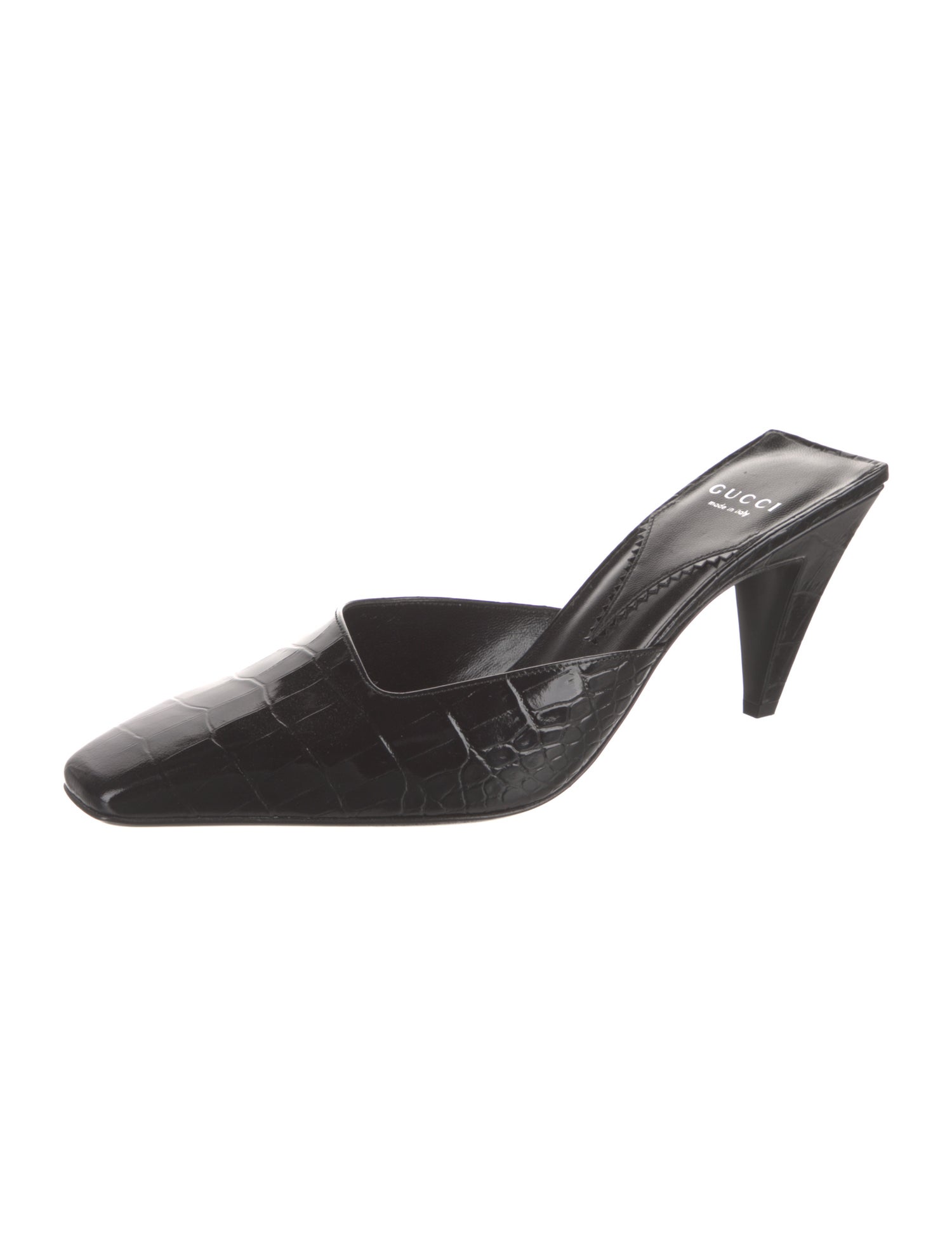 Gucci Embossed Leather Mules