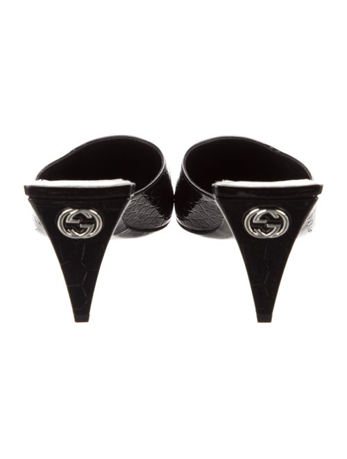 Gucci Interlocking G Logo Embossed Leather Mules