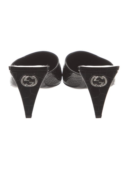 Gucci Interlocking G Logo Embossed Leather Mules