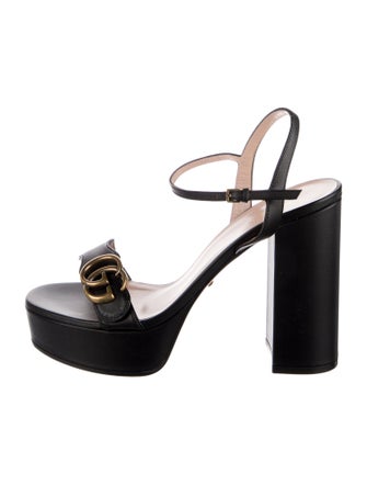 Gucci Double G Logo Leather Sandals